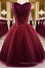 Sweet Burgundy Tulle Ball Party Dress , Homecoming Dress