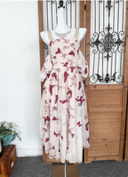 Sweet Butterfly Printed Strap Puff Sleeve Midi-Length Tulle Formal Prom Dress