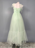Sweet Green A-Line Tulle Long Formal Prom Dress Bridesmaid Dress
