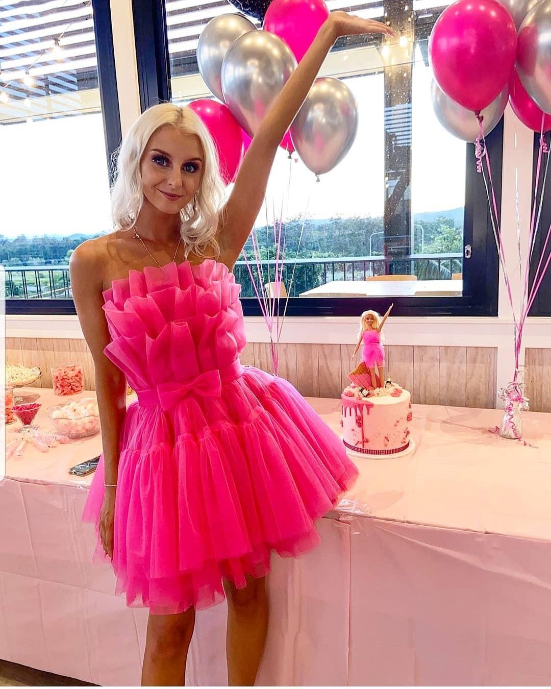 Sweet Hot Pink Tulle Ruffles Homecoming Dress Mini Prom Dresses Main image