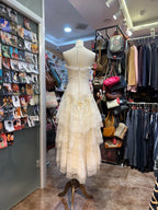 Sweet Ivory Heart-Shaped Neckline Embroidered Layered Lace Formal Prom Dress