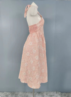 Sweet Pink A-Line Halter V-Neck Jacquard Formal Prom Dress