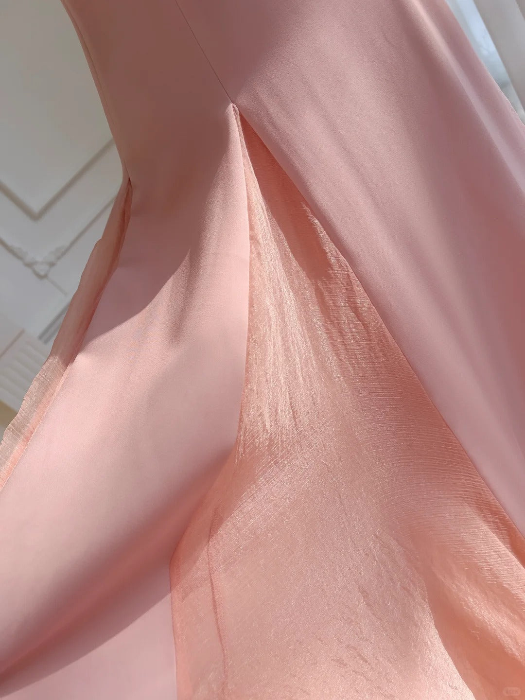 Sweet Pink A-Line Strap Chiffon Long Formal Prom Dress