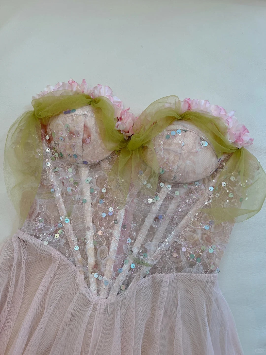 Sweet Pink A-Line Suspenders Sequined Tulle Long Formal Prom Dress Bridesmaid Dress