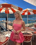 Sweet Pink Halter Neck Flower Bud Skirt 17Th Birthday Homecoming Dress