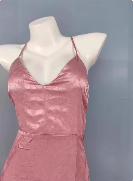 Sweet Pink Mermaid Cross-Ribbon Embroidered Satin Slit Long Formal Prom Dress