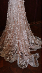 Sweet Pink Mermaid Sweetheart Neckline 3D Petal Tulle Long Formal Prom Dress