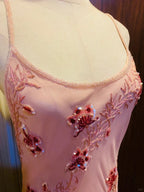 Sweet Pink Sequined Beaded Halter Chiffon Long Formal Prom Dress