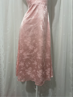 Sweet Pink Spaghetti Strap Embroidered Jacquard Satin Formal Prom Dress