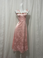 Sweet Pink Spaghetti Strap Embroidered Jacquard Satin Formal Prom Dress