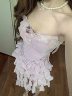 Sweet Pink Strapless Chiffon Bodycon Jellyfish Skirt Homecoming Dress