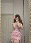 Sweet Pink Strapless Chiffon Bodycon Jellyfish Skirt Homecoming Dress