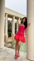 Sweet Pink Tube Top Flower Bud 17Th Birthday Homecoming Dress