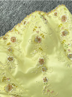 Sweet Princess Yellow A-Line Strapless Beaded Embroidered Tulle Long Formal Prom Dress