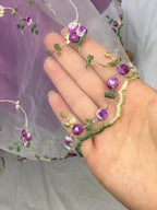 Sweet Purple Flower Embroidery Waist A-Line 16Th Birthday Homecoming Dress