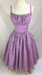 Sweet Purple Flower Embroidery Waist A-Line 16Th Birthday Homecoming Dress
