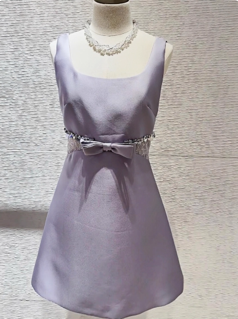 Sweet Purple Square Neck Bow Waist 17Th Birthday Homecoming Dress Main image