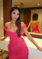 Sweet Ruffled Low-Cut Pink Backless Birthday Short Skirt Homecoming Dress