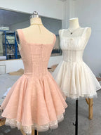 Sweet Strapless Lace A-Line Mini 17Th Birthday Homecoming Dress