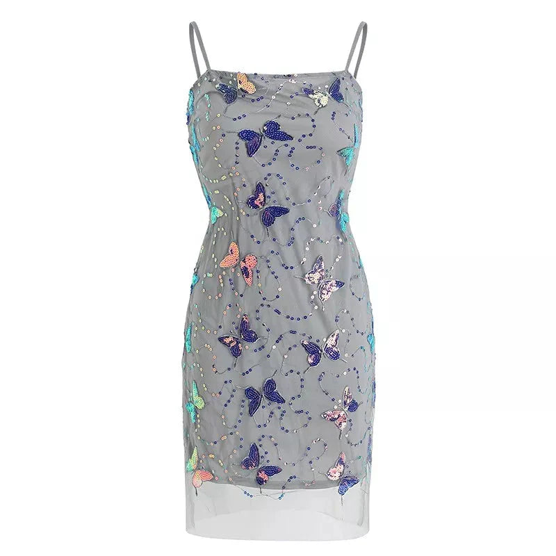 Sweet Suspenders Light Blue Bow Sequined Birthday Skirt Homecoming Dress