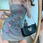 Sweet Suspenders Light Blue Bow Sequined Birthday Skirt Homecoming Dress