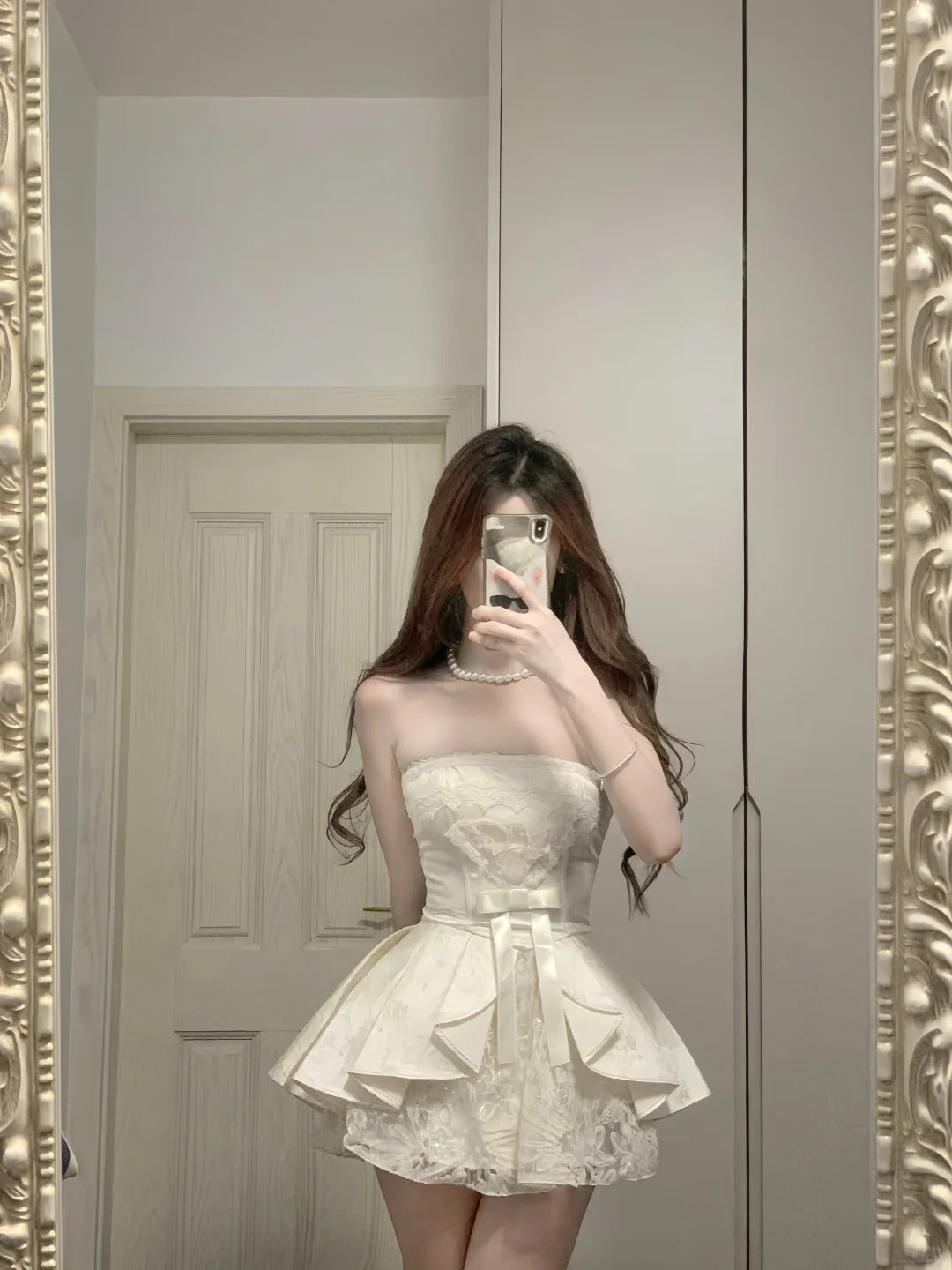 Sweet Tube Top Bow Lace Waist Mini 17Th Birthday Homecoming Dress