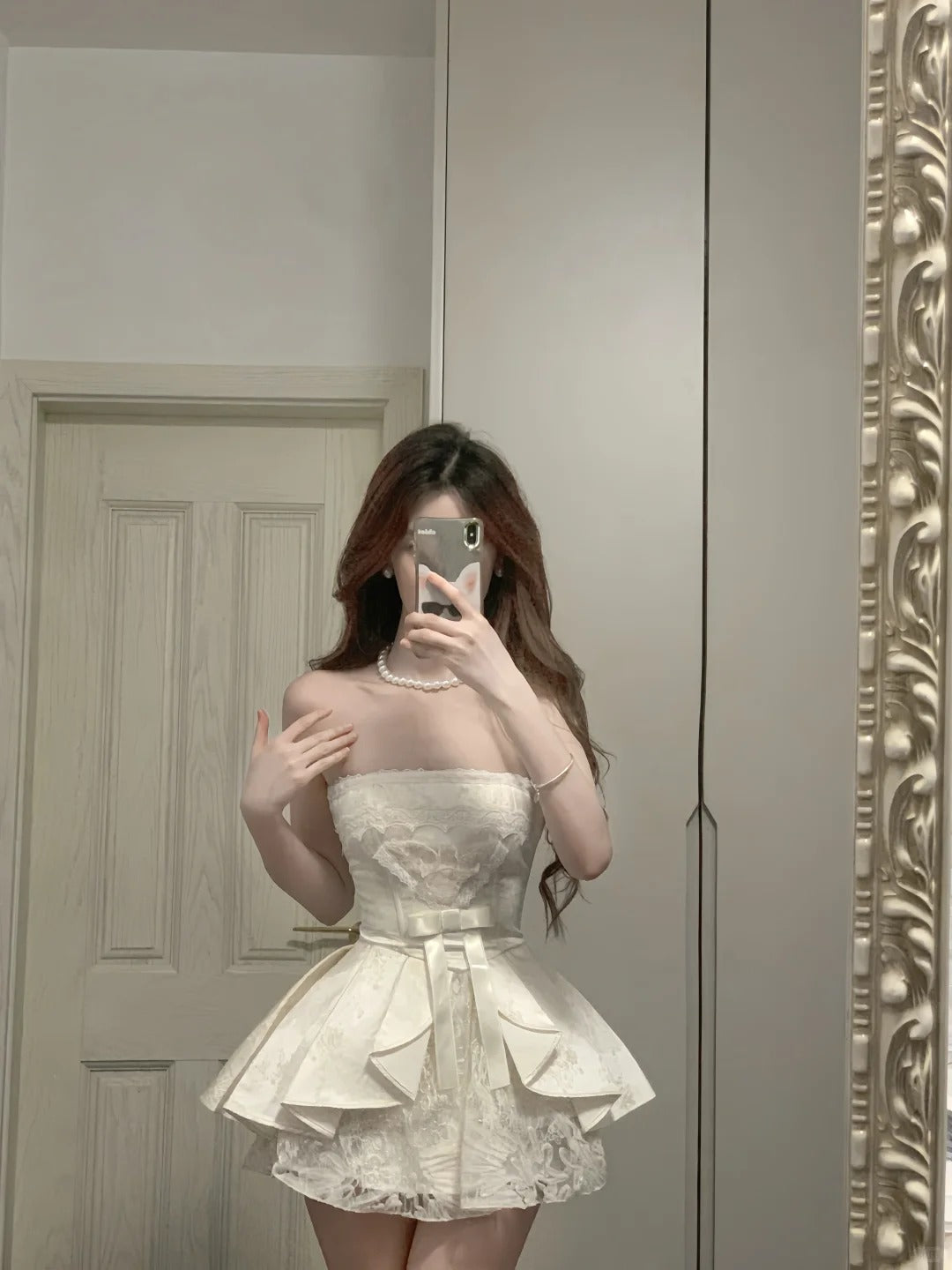 Sweet Tube Top Bow Lace Waist Mini 17Th Birthday Homecoming Dress