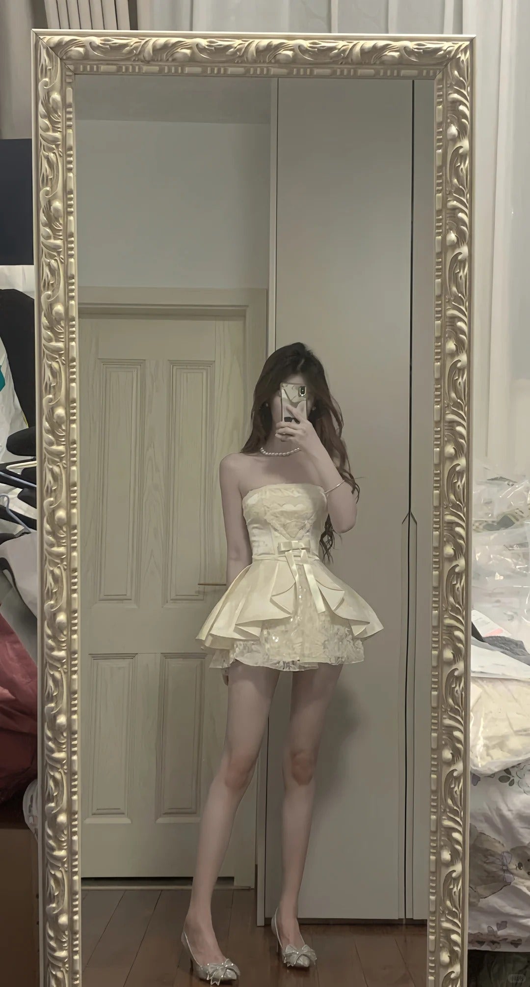 Sweet Tube Top Bow Lace Waist Mini 17Th Birthday Homecoming Dress