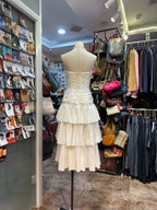 Sweet White A-Line Strapless Pleated Satin Formal Prom Dress