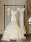 Sweet White Mermaid Bow Satin Tulle Wedding Dress With Train
