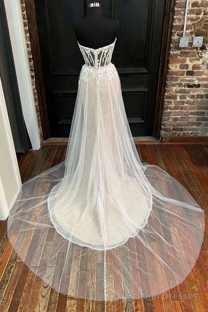 Sweetheart Appliques A-Line Long Wedding Dresses Off Shoulder Secondary image