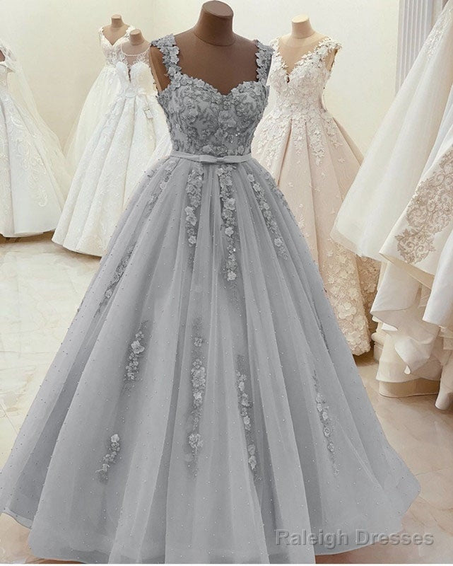 Sweetheart Ball Gown Prom Dresses 3D Lace Flowers Straps