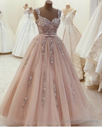 Sweetheart Ball Gowns Prom Dress 3D Lace Flowers Straps