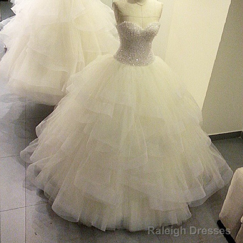 Sweetheart Ball Gowns Wedding Dress Organza Ruffles With Crystal Beaded Main image