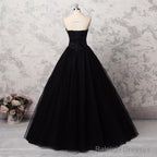 Sweetheart Black Crystals Prom Dress Strapless Ball Gowns Wedding Dress