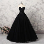 Sweetheart Black Crystals Prom Dresses Strapless Ball Gown Wedding Dresses