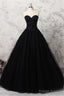 Sweetheart Black Crystals Prom Dress Strapless Ball Gowns Wedding Dress