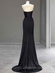 Sweetheart Black Mermaid Evening Dress Strapless Long Prom Dress