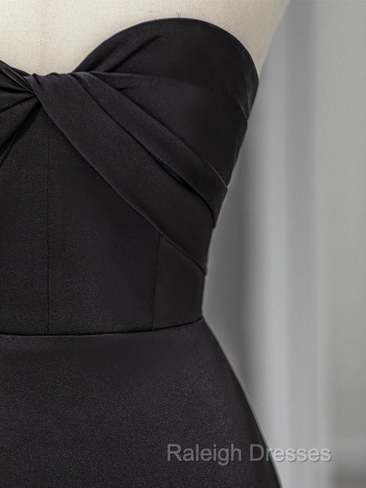 Sweetheart Black Mermaid Prom Dresses Strapless Long Prom Dresses
