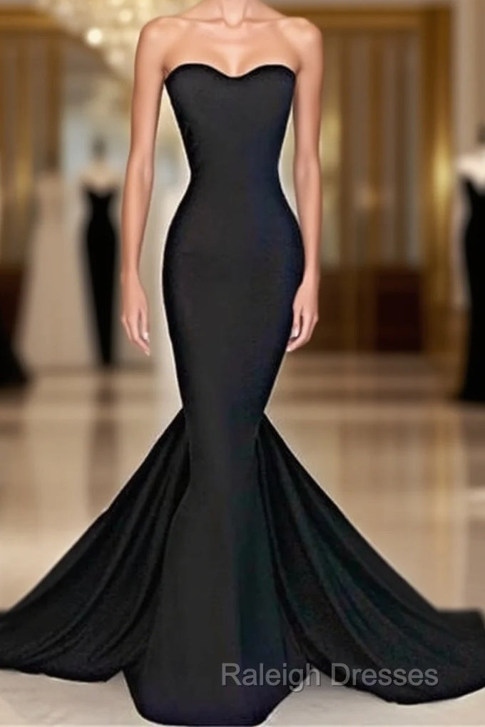 Sweetheart Black Trumpet New Arrival Evening Dresses Hottest Elegant Court Train Party Dresses