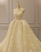 Sweetheart Corset Wedding Dresses 3D Lace Embroidery