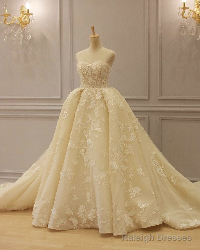 Sweetheart Corset Wedding Dresses 3D Lace Embroidery Main image