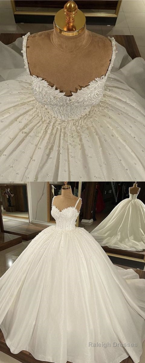 Sweetheart Corset Wedding Dresses Satin Ball Gowns Spaghetti Straps Prom Dresses Main image