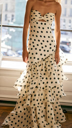 Sweetheart Dots Ruffle Chiffon Prom Dress,