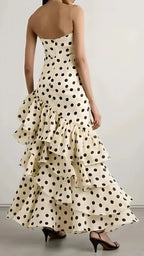 Sweetheart Dots Ruffle Chiffon Prom Dress,