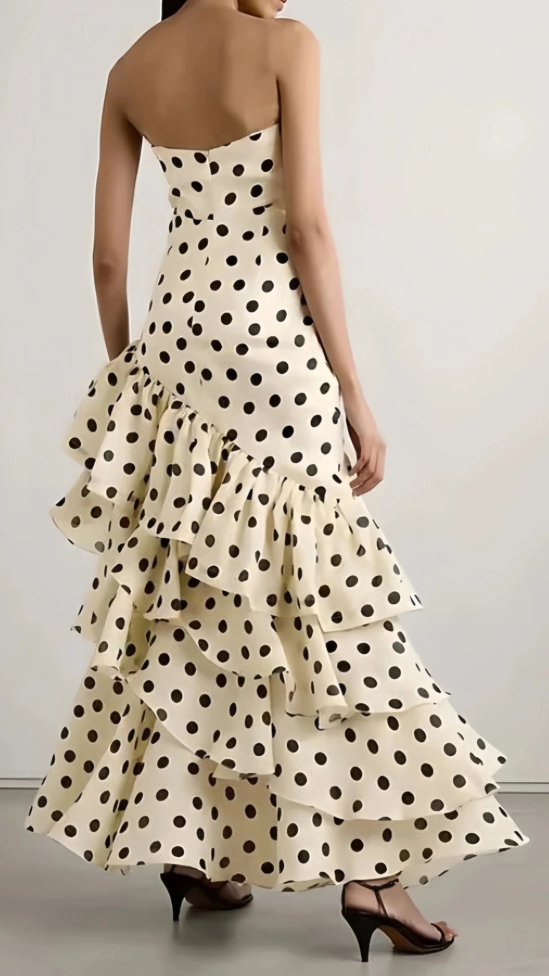 Sweetheart Dots Ruffle Chiffon Prom Dress,