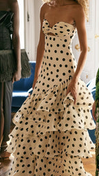 Sweetheart Dots Ruffle Chiffon Prom Dress,