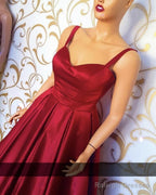 Sweetheart Floor Length Satin Prom Dresses With Straps
