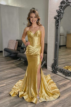 Sweetheart Fuchsia Pleated Mermaid Long Prom Dress
