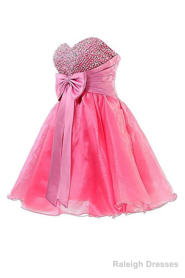 Sweetheart Knee Length Pink Homecoming Dress Lace Cocktail Dress